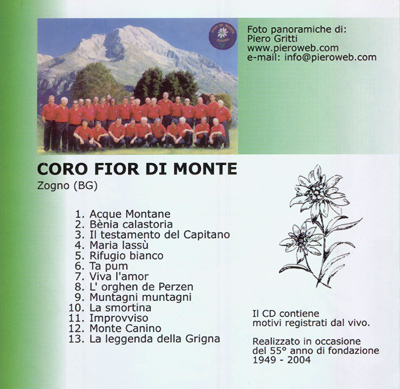 I canti contenuti nel CD