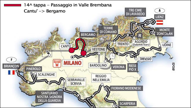 Passagio del 90 Giro d'Italia in Valle Brembana