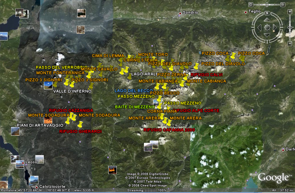 Le Orobie 'segnate' in Google Earth da Fabrizio Paravisi