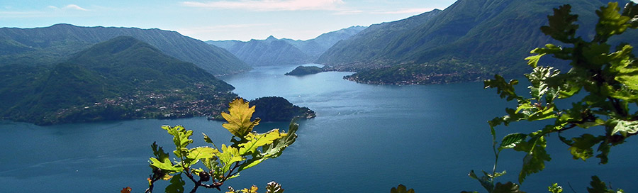 Splendido panorama sui due rami del Lago di Como divisi dalla punta di Bellagio