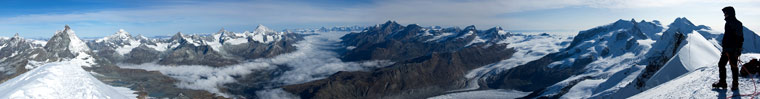 Panoramica dalla vetta del Breithorn (4166 m.) - 21 settembre 08