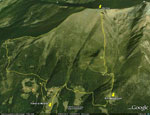 Tracciato percorso GPS da Fienili di Musna al Piz Olda su Cartina 3D Google