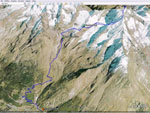 Tracciato percorso GPS - Weissmies su cartina  3D Google