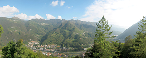 Panoramica sul centro di San Pellegrino; S. Croce, Frasnadello e monti retrostanti