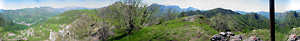 Panoramica a 360° dal Pizzo Corno (Coren) sulla sottostante S. Croce, su San Pellegrino e sulle zone circostanti 