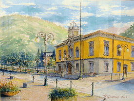 Il Municipio in un quadro di Mario Giupponi
