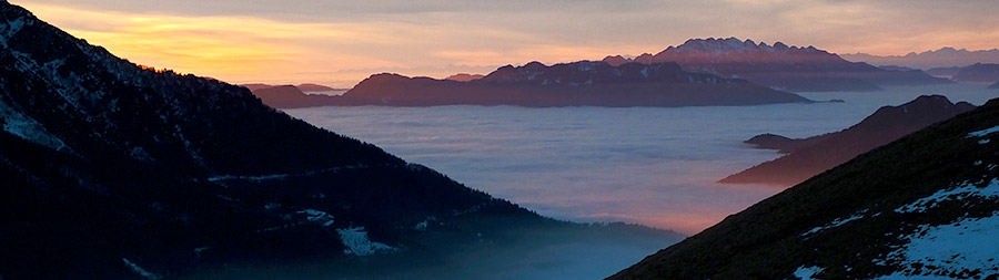 La nebbia colorata di tramonto