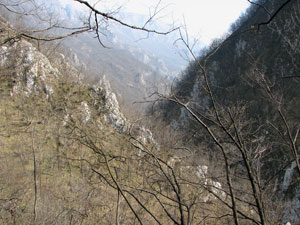 Vista sulla selvaggia e dirupata valle