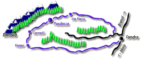 Cartina di Pusdosso e le altre frazioni di Isola di Fondra