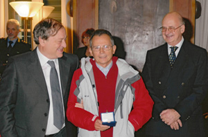 Il Sindaco di Bergamo Franco Tentorio, Piero Gritti e Guglielmo Redondi, Presidente del Consiglio Comunale di Bergamo