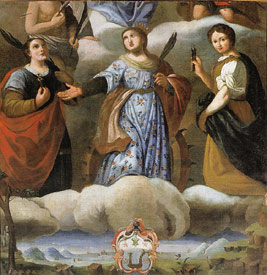 VEDI IN GRANDE - Chiesa di Pagliaro, tela  con S. Lucia, Apollonia e Caterina