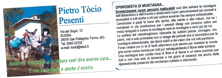 Pietro Tocio, opinionista di montagna