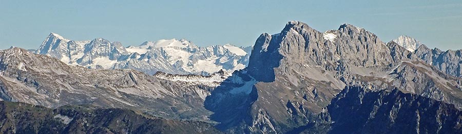 Zoom in Presolana con Adamello alle spalle