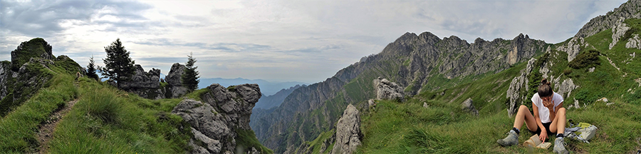 Al Col dei Brassamonti (1755 m) con vista sul verante nord-est roccioso e dirupato di Cima Alben