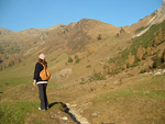 Dai pascoli delle Baite di Mezzeno vista al tramonto della salita al Passo della Marogella