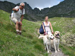 Ale tra i labrador di Gianmario verso i laghetti di Ponteranica - foto Piero Grittii 8 luglio 07