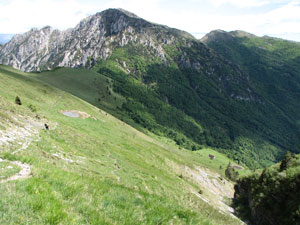 Vista sul percorso di salita dal Passo Baciamorti