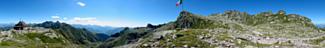 Panoramica 360° dal Rifugio Benigni verso la Valle Brembana,, la Val Gerola, Valtellina  e le Alpi