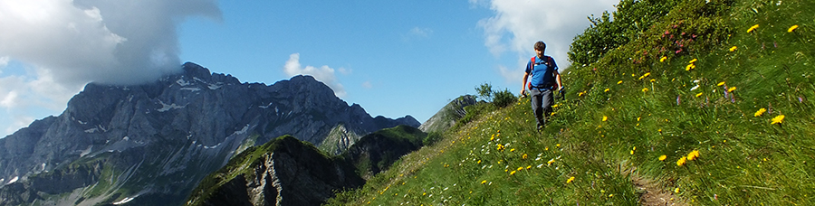 Sul sentiero 270A dal Passo della Marogella alla Cima di Mezzeno con vista in Arera