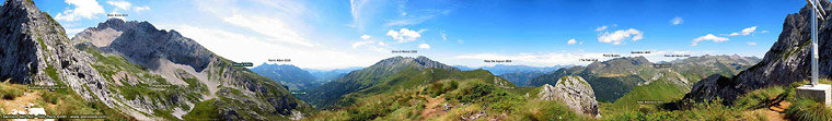 Panoramica a 360° dalla Bocchetta  di Corna Piana sul Sentero dei Fiori e dintorni