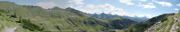 Dal sentiero 101 verso Val Ponteranica panoramica verso Passo San Marco, la Valmora e oltre