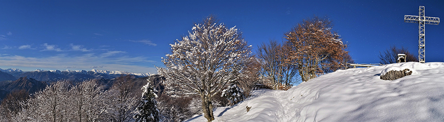 La cima del Monte Suchello (1541 m) ammantata di neve con la bella croce