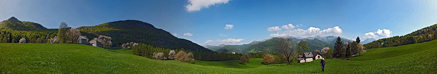 Piazzoli (1183 m.)...ciliegi in fiore ad ornamento dei prati e delle graziose baite