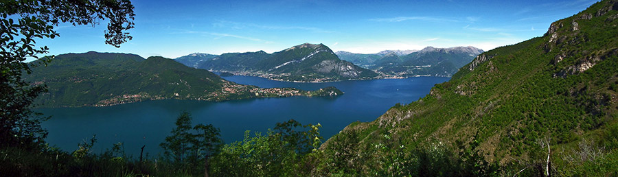 Panoramica dal 'Sentiero del viandante' sul Lago di Como verso la punta di Bellagio