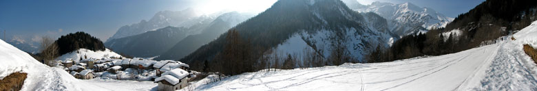 Invernale con valanghe e slavine da Nona di Vilminore verso il Passo della Manina il 23 febbraio 2009