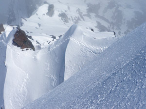 Le tracce degli alpinisti CAI Valserina sul Disgrazia - foto Aldo Tiraboschi