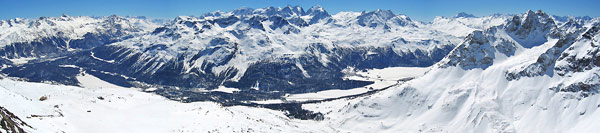 Panoramica sull'Engadina ammantata di neve - foto Andrea Gervasoni