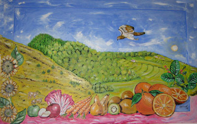 Aquila in volo sulla campagna bergamasca