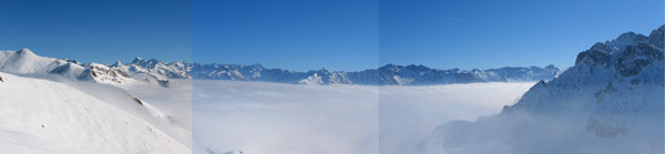 La Valle Camonica nella nebbia...l'Adamello svetta - foto Francesco Casati 17 febb. 08