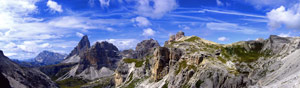 Panoramica sulle Tre Cime di Lavaredo dal Pian di Cengia