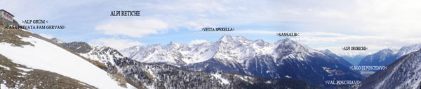 Dall'alpe Grum con vista sulla Val Poschiavo e, lontano, le alpi orobie del Passo San Marco