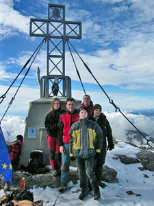 Marcello, Pici, Marco, Pighi e Cecilia in vetta - foto Marcello Pellegrinelli 28 ott 07