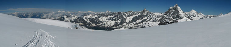 Panoramica da Cima Breithorn (4165 m.) sulle Alpi