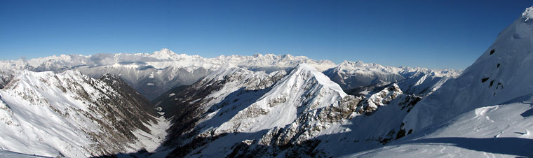 Panoramica dal Corno Stella sulle Alpi Retiche - 23 nov.08