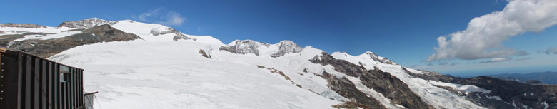 Panoramica  dal rifugio sui Liskamm e sulle vette del Rosa