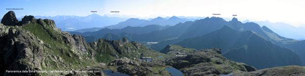 Panoramica da Cima Piazzotti verso il Rifugio Benigni e le Orobie circostanti - foto Marco Caccia