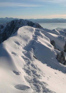 Passaggio in cresta alla Presolana - foto Marco Tomasoni - dicembre 2006