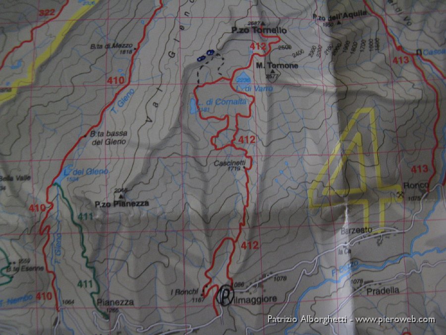IMG_0550.JPG - Itinerario della escursione (tratteggiato in nero il tragitto per i laghi alti di Cornalta fatto da noi in questa escursione)