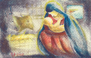 Nativita' - disegno a china di Renato Amaglio