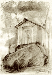 Ornica - Santella in Gardada - disegno a china di Renato Amaglio