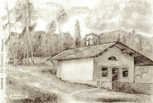  Chiesetta della SS. Trinità di Dossena - disegno a china di Renato Amaglio