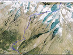 Tracciato percorso GPS - Weissmies su cartina  3D Google