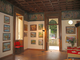 Sala Putti nella Villa Speranza  con mostra di quadri - (foto Piero Gritti)