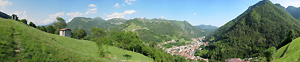 Da Frasnito panoramamica sulla parte sud di San Pellegrino e sui monti del versante orientale 